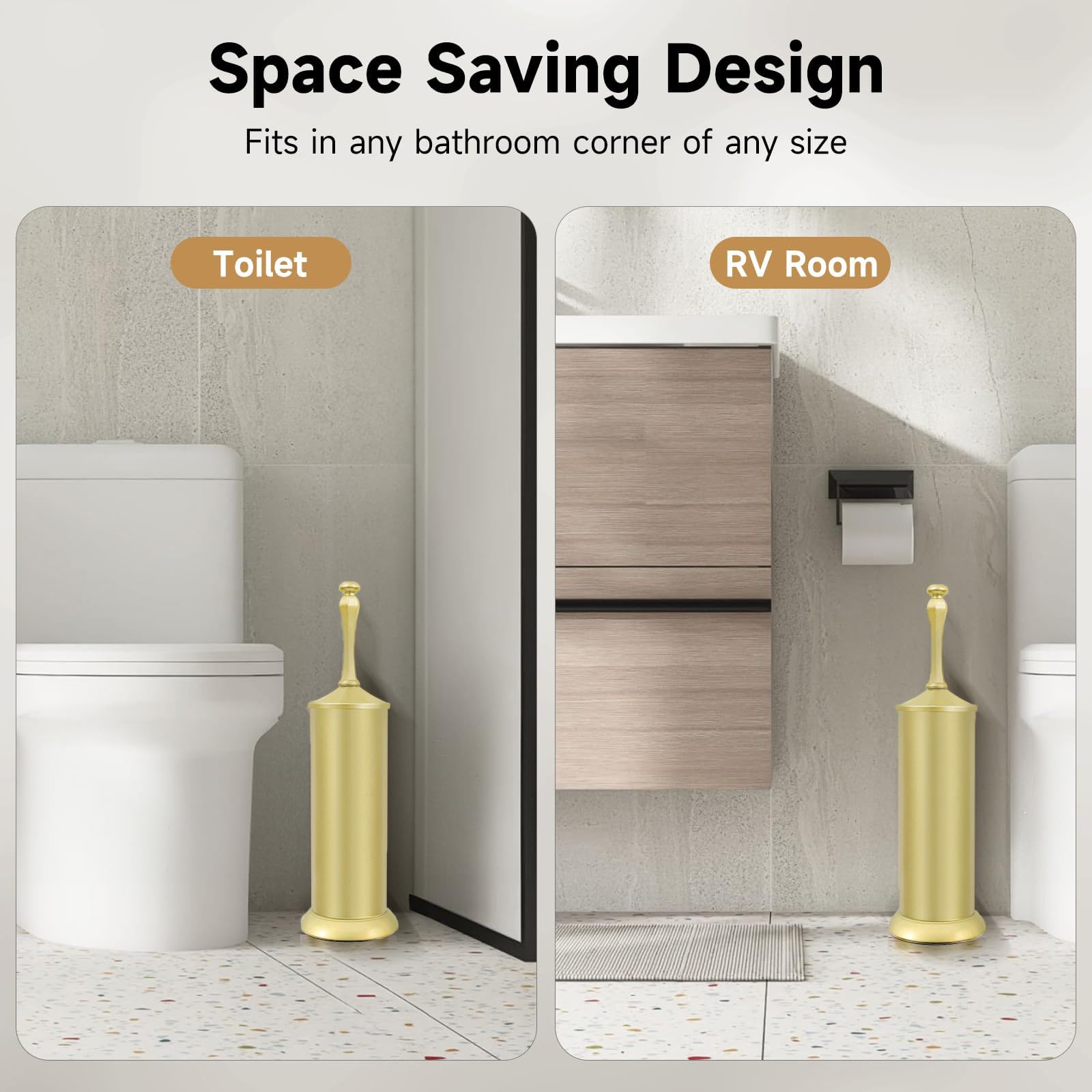 Gold Toilet Brush and Holder