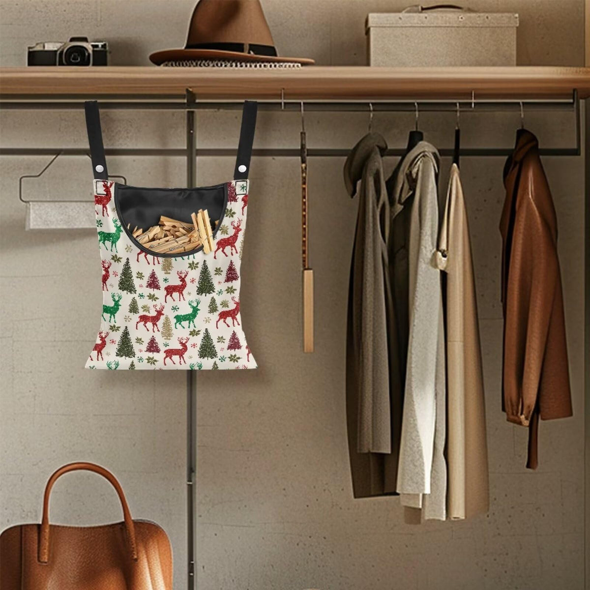 Christmas Deer Hanging Peg Bag