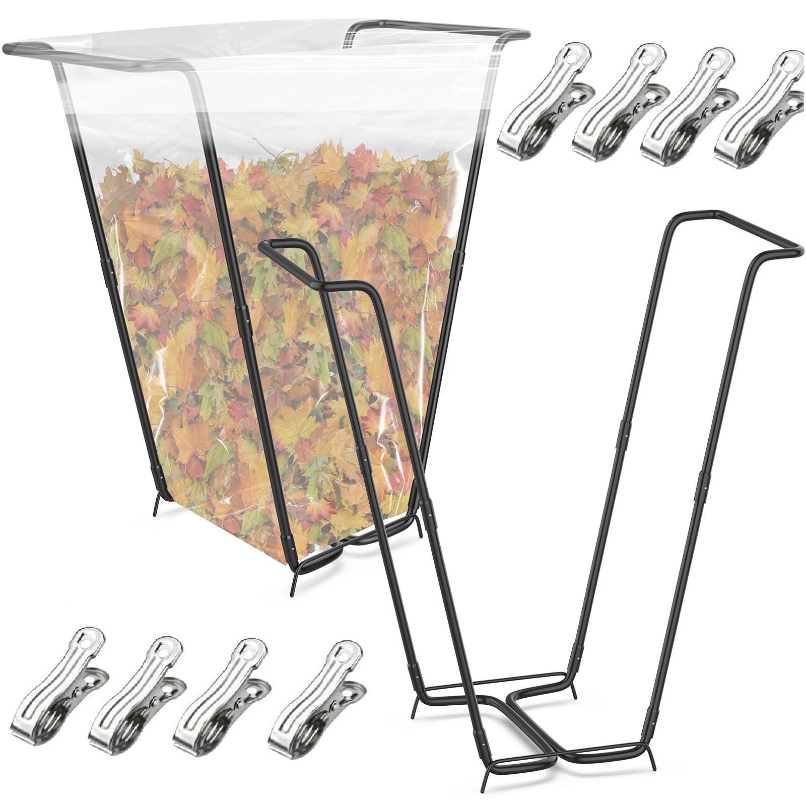 2PCS Outdoor Trash Bag Holder Metal Garden Trash Bag Holder for Yard Waste Stand Holds 30