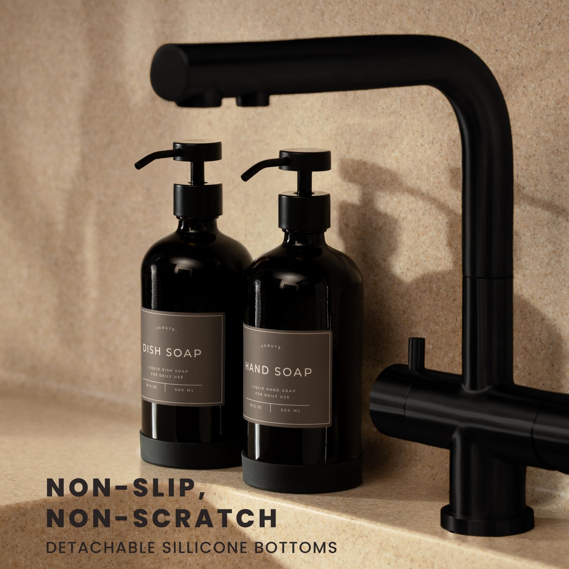 Hand and Dish Soap Dispenser for Kitchen and Bathroom (2 Count)