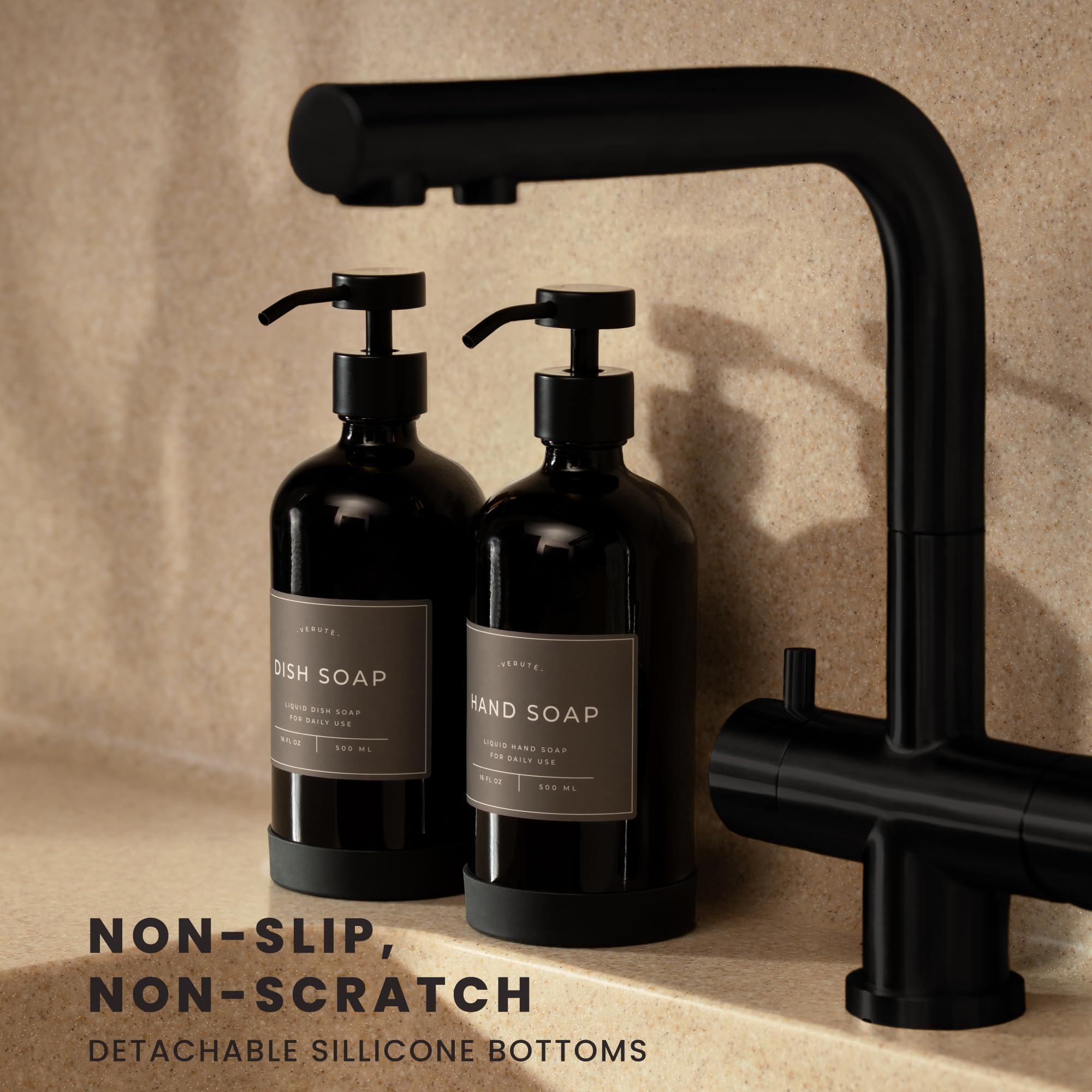 Hand and Dish Soap Dispenser for Kitchen and Bathroom (2 Count)