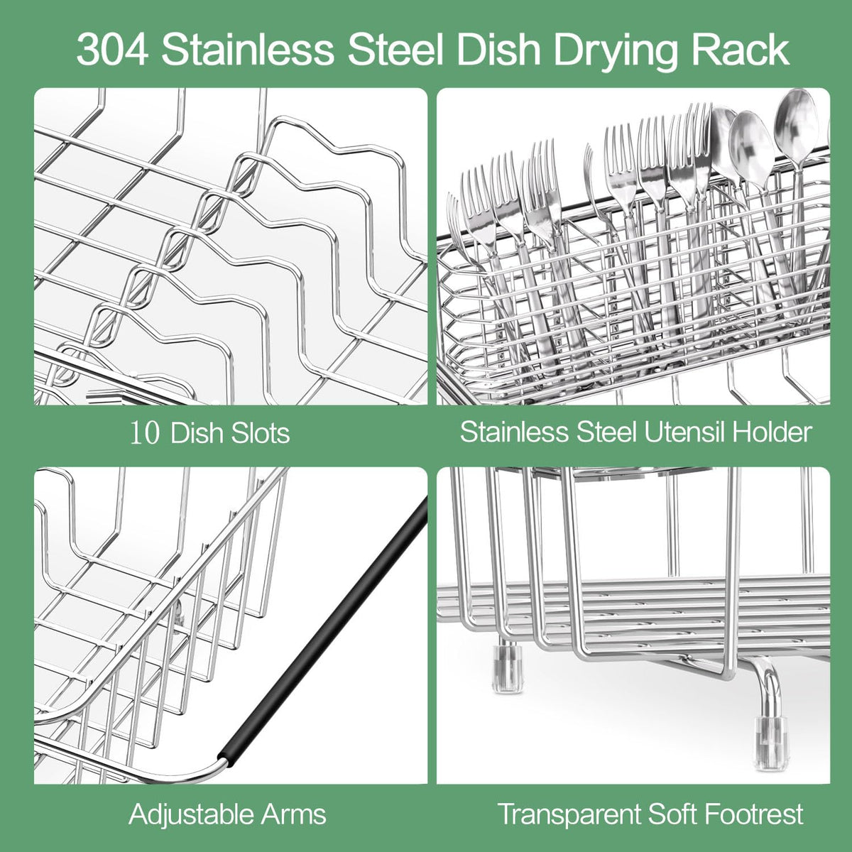 Large Dish Drainer Rack in Sink Adjustable