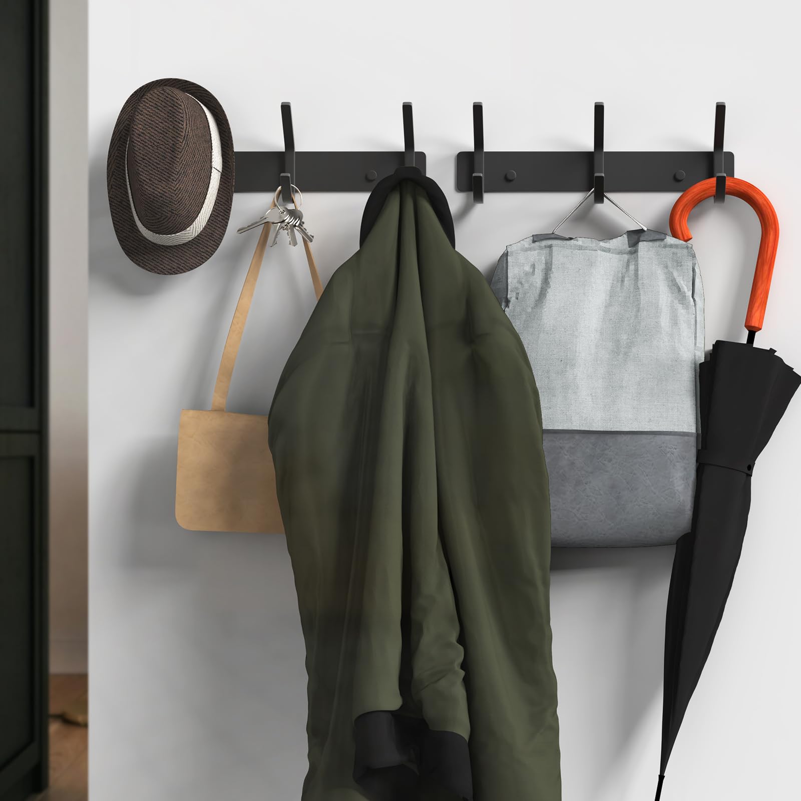Coat Hooks Wall Hook for Hanging Clothes Robes Towels Hats Heavy Duty Coat Hanger Coat Rack Wall Mount with 3 Hooks