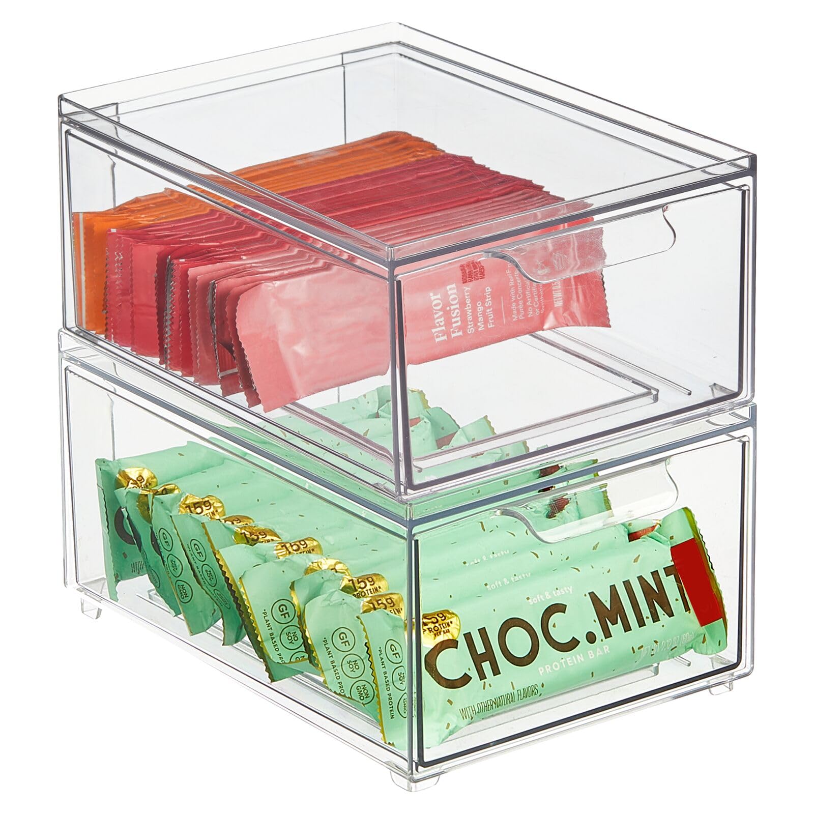 Stackable Storage Containers Box with Pull (2 Count)