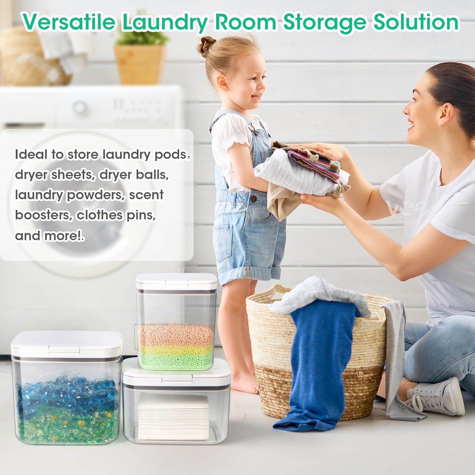 2 Pack Laundry Pods Container with One (2 Count)