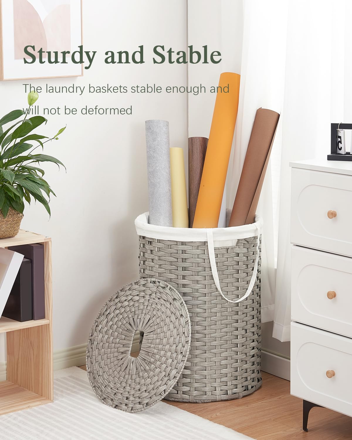 Laundry Basket with Lid Round 29.1 Gal