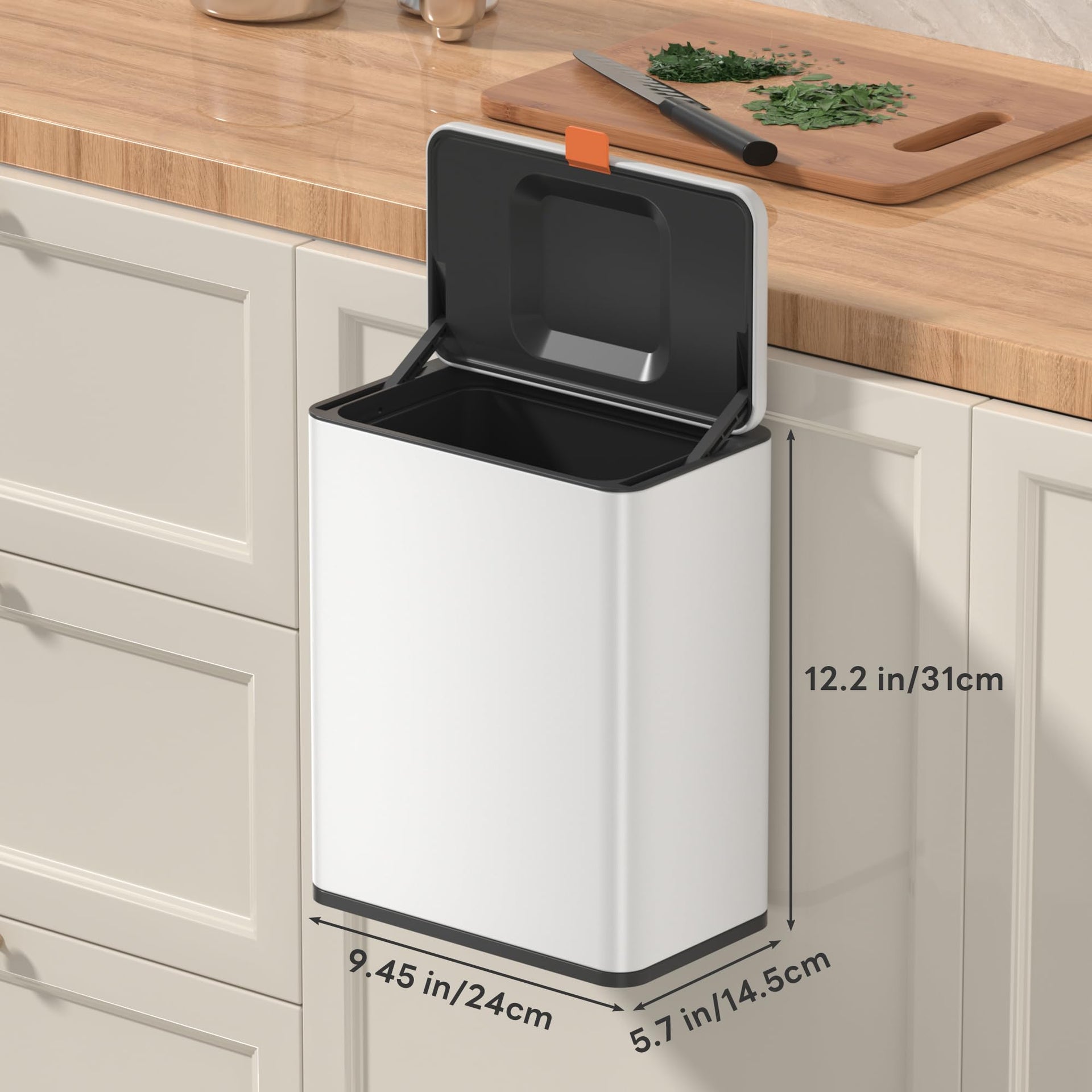 2.1 Gal White Hanging Stainless Steel Compost Bin
