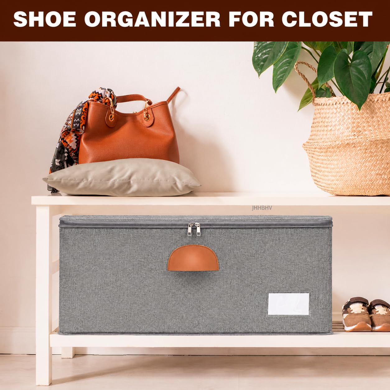 2 Pack Shoe Organizer for Closet with Adjustable Divider Shoe Storage Box (2 Count)