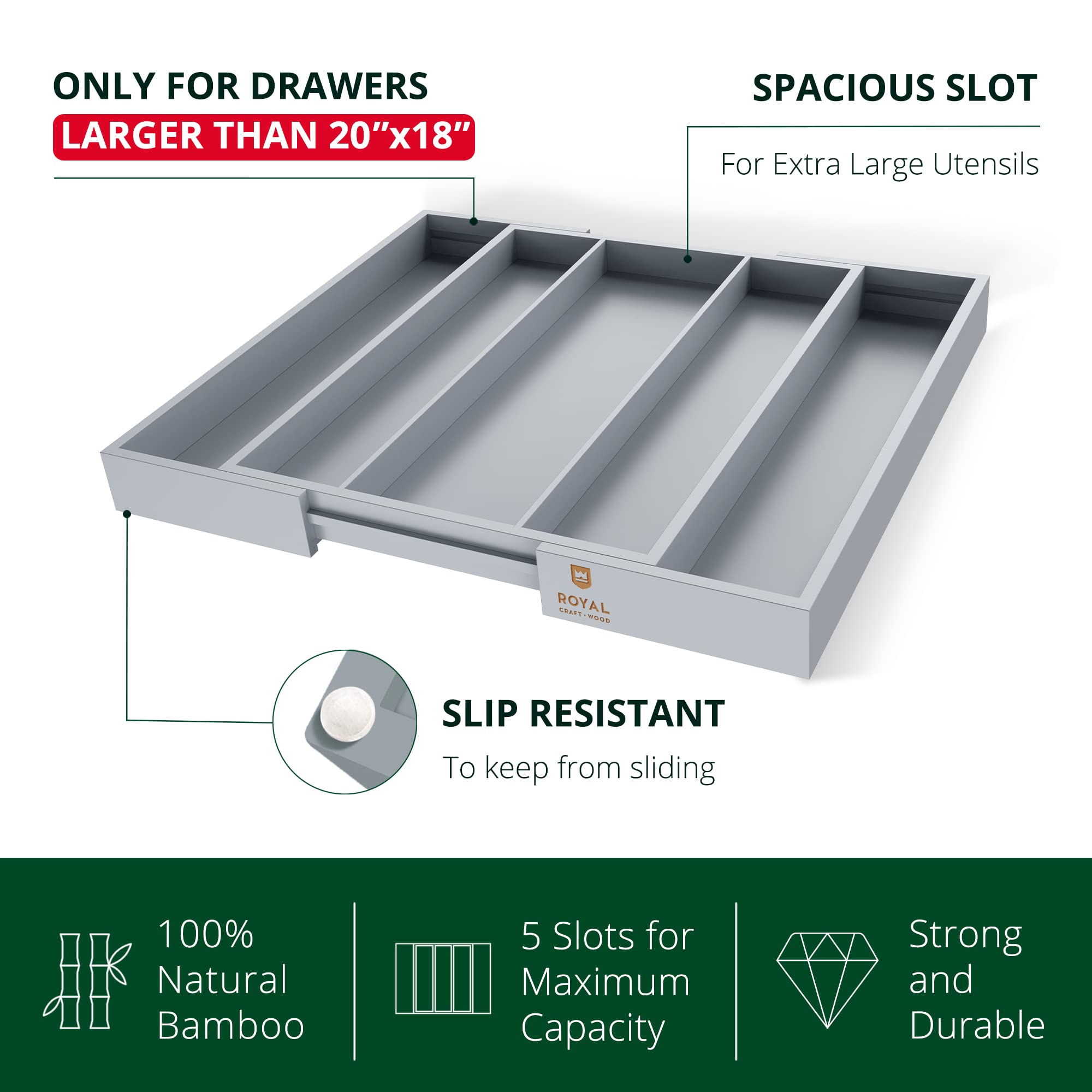 Luxury Bamboo Kitchen Drawer Organizer