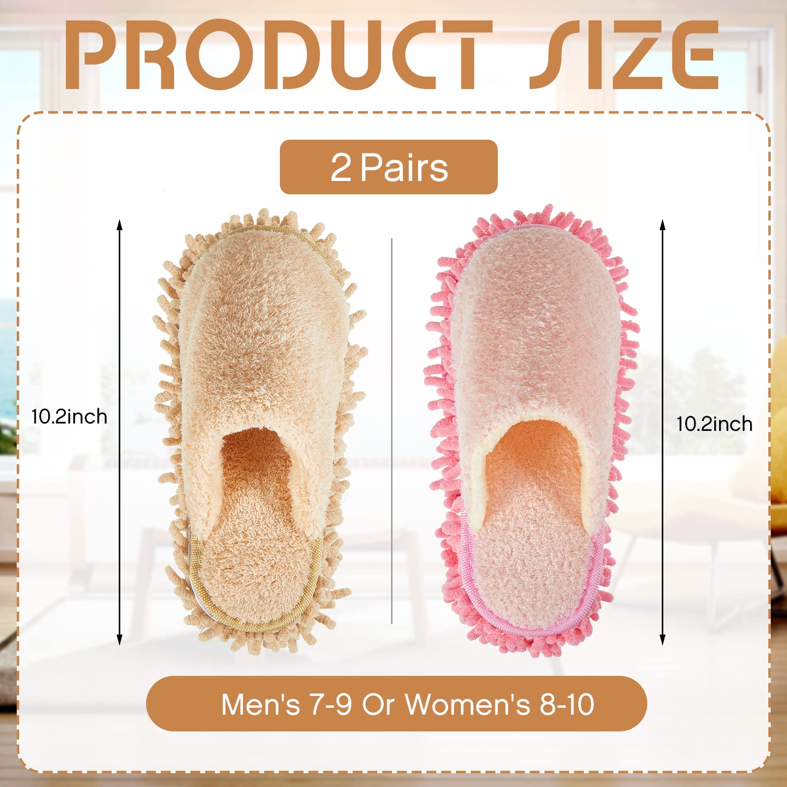 2 Pair Microfiber Slippers Floor Cleaning Mop