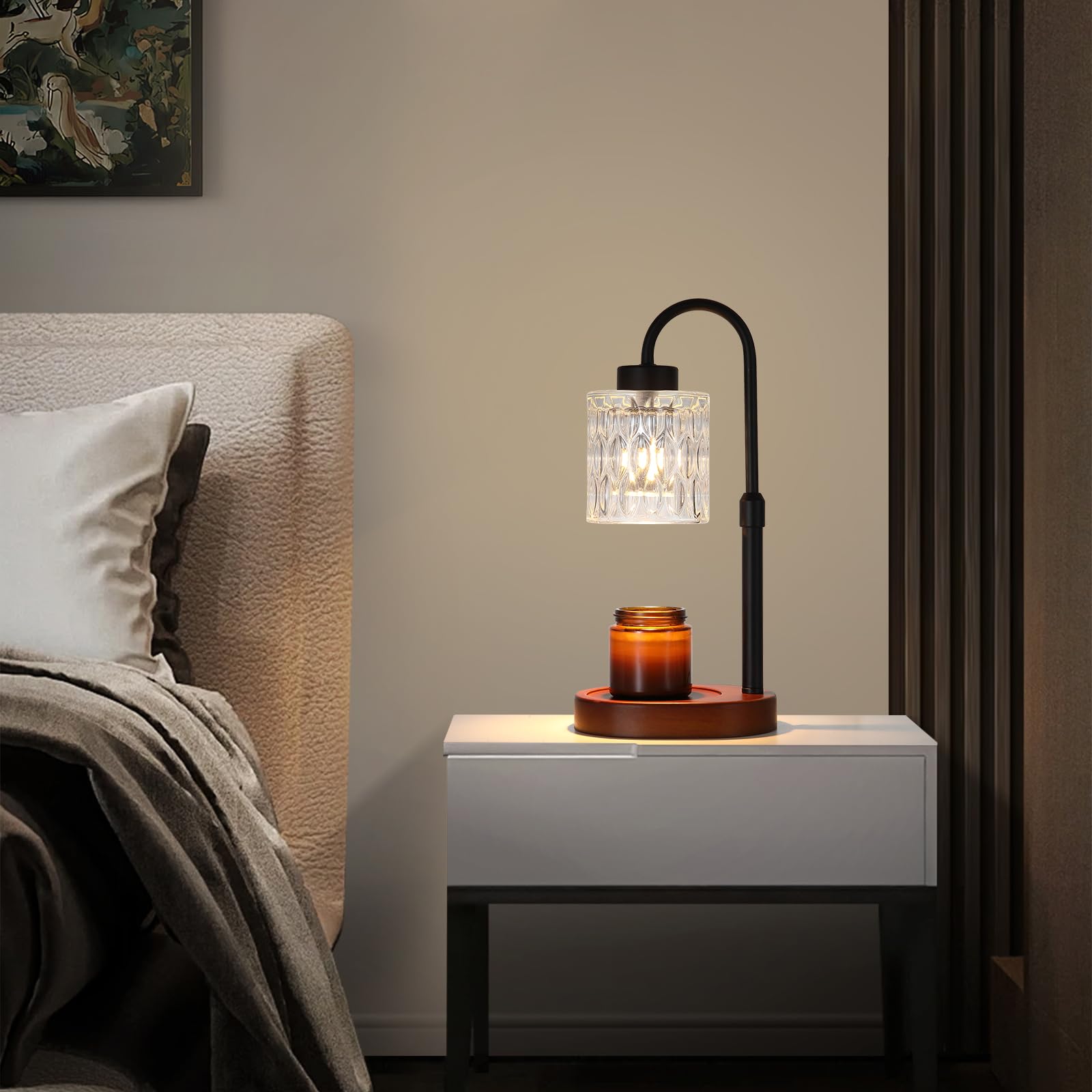 Black Candle Warmer Lamp with Dimmer and Timer