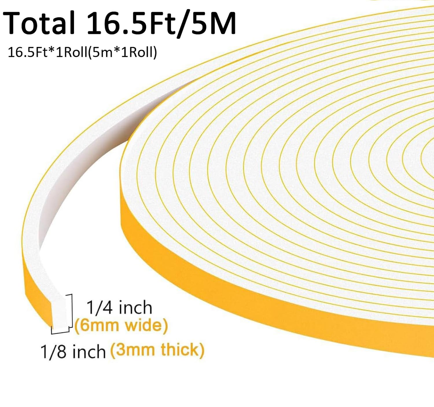 Thin Foam Seal Strip for Sliding Doors (16.5 Foot)