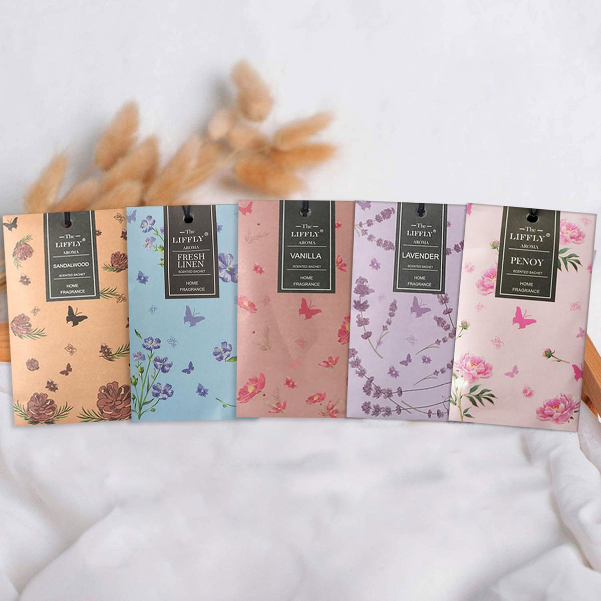 13 Scents Scented Sachets for Drawers and Closets 14 Packs Lavender Rose Jasmine Ocean Vanilla Sandalwood Fresh Linen Cherry Blossoms Lilac Eucalyptus Peppermint Lemongrass Peony Gift Box (14 Count)