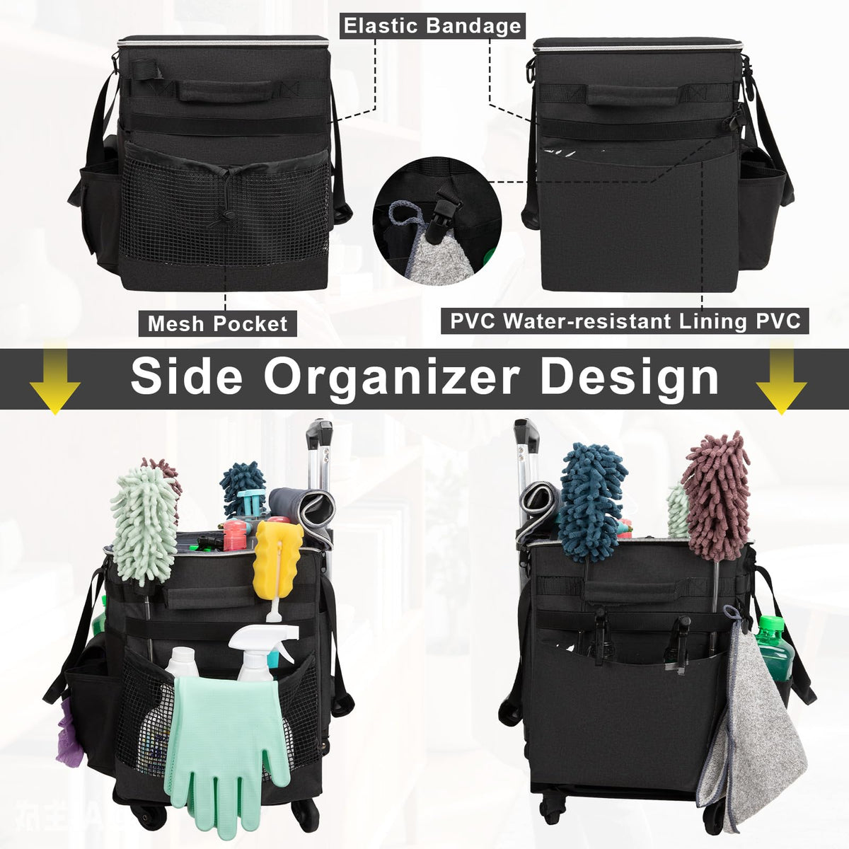 Large Rolling Cleaning Caddy with Wheels