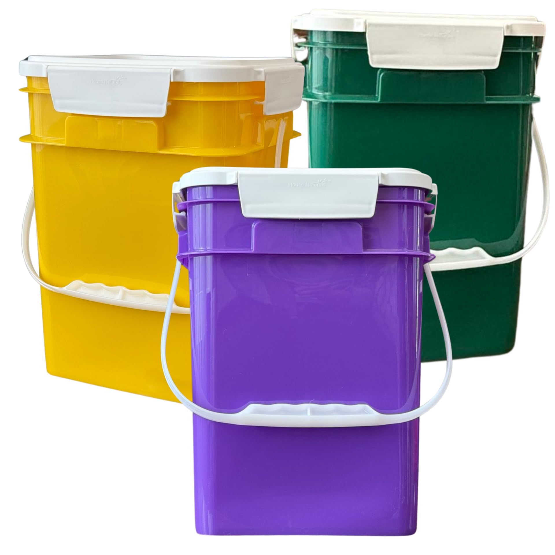 4 Gallon Square Food Grade Bucket Pail with Plastic Handles and Lid