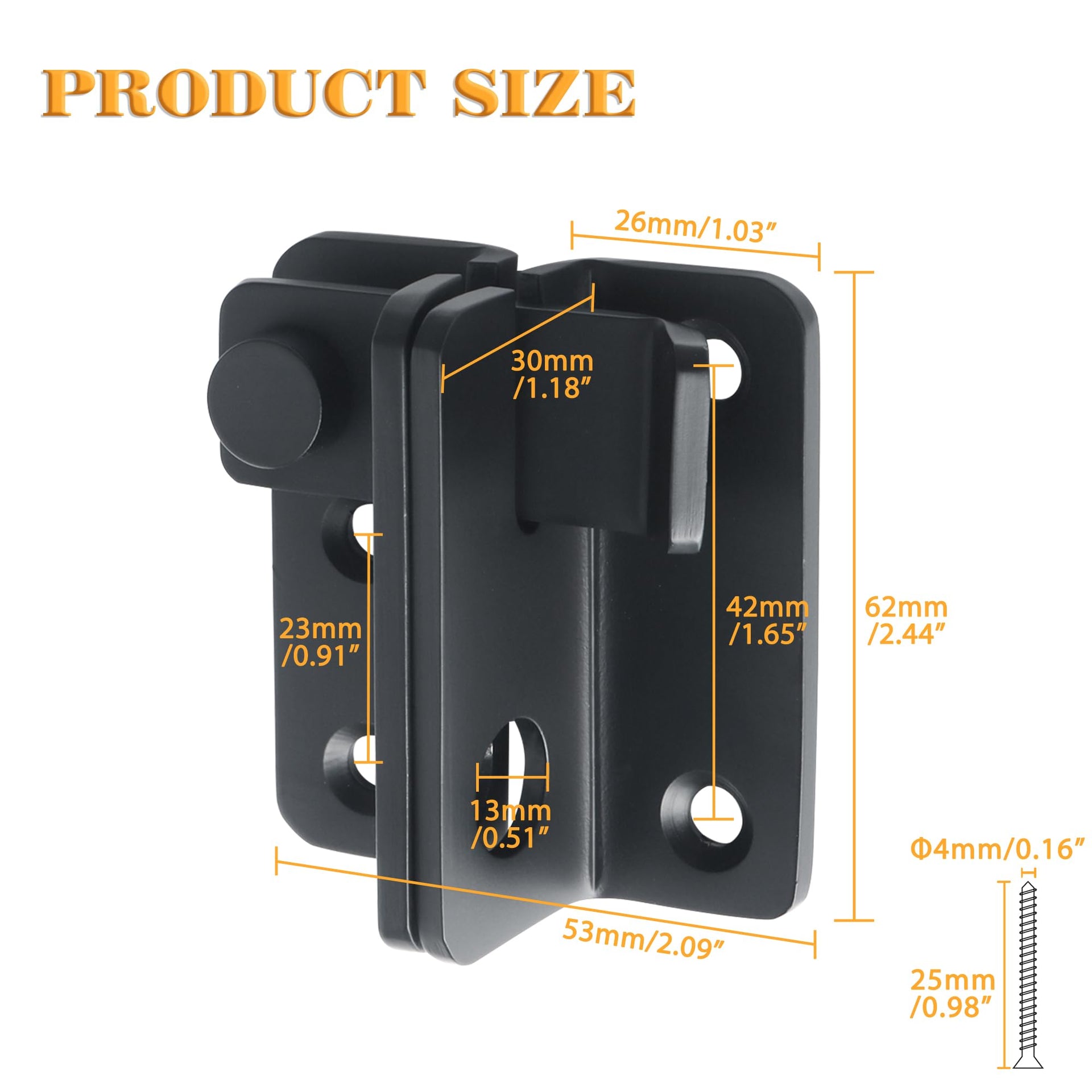 Black Flip Latch Gate Latch