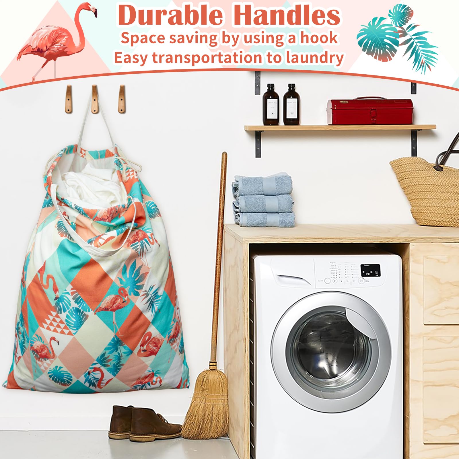Canvas Laundry Bag with Handles & Drawstring 30"Wx35"H