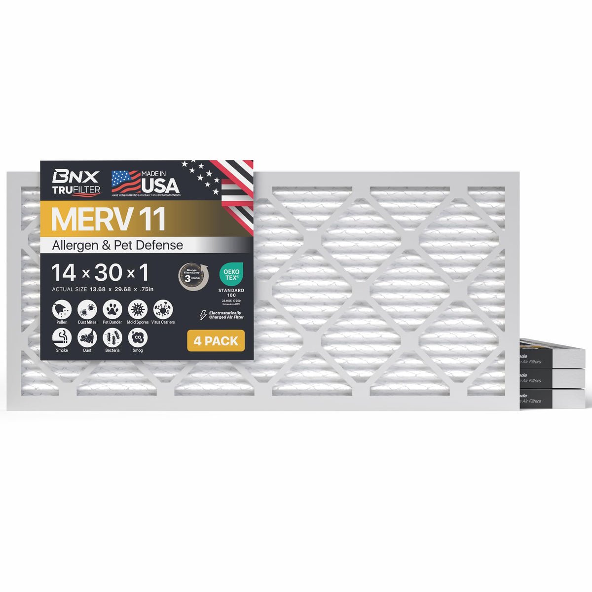 TruFilter 14x30x1 Air Filter MERV 11 (4 Count)