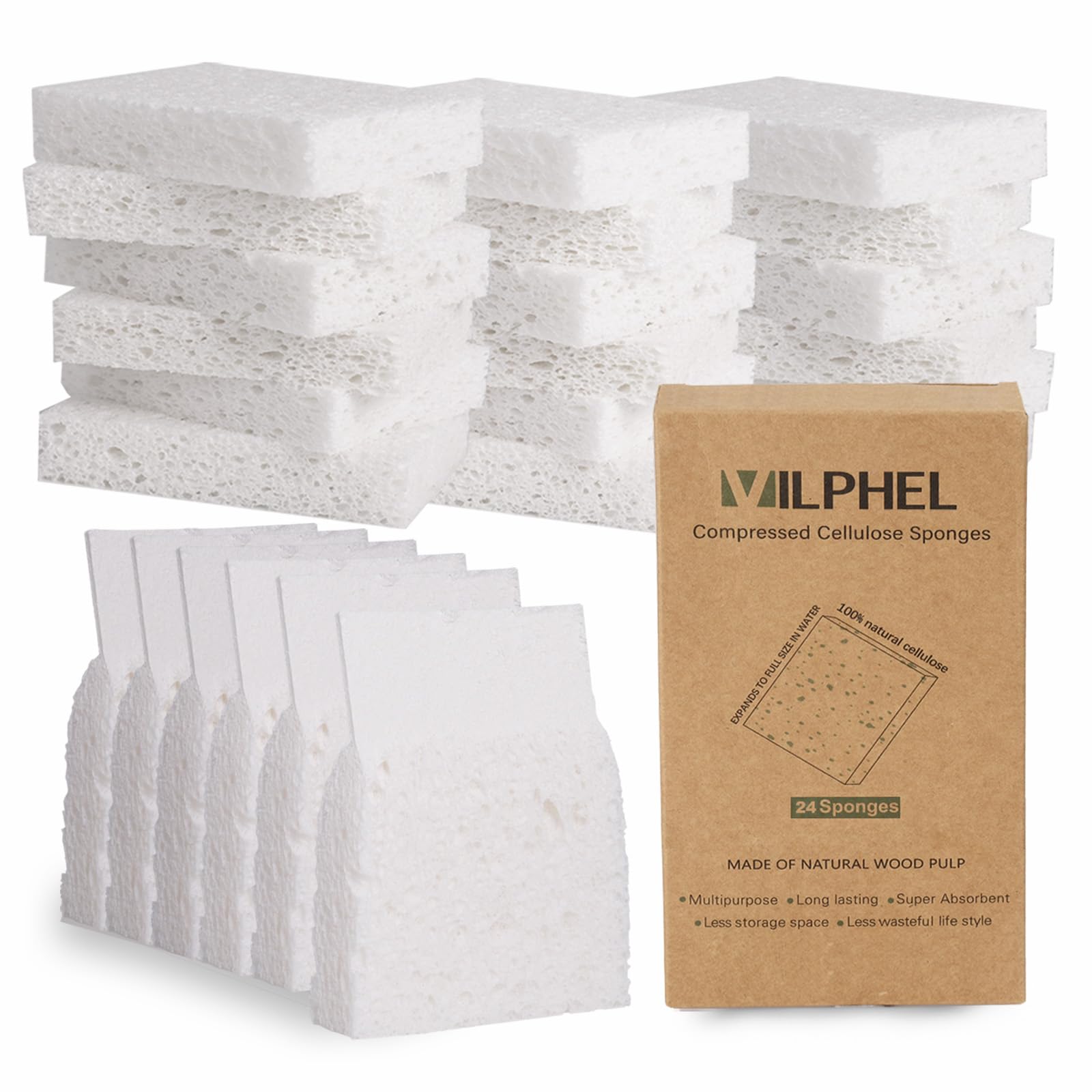 White Plant Based Sponges for Kithcen (24 Count)