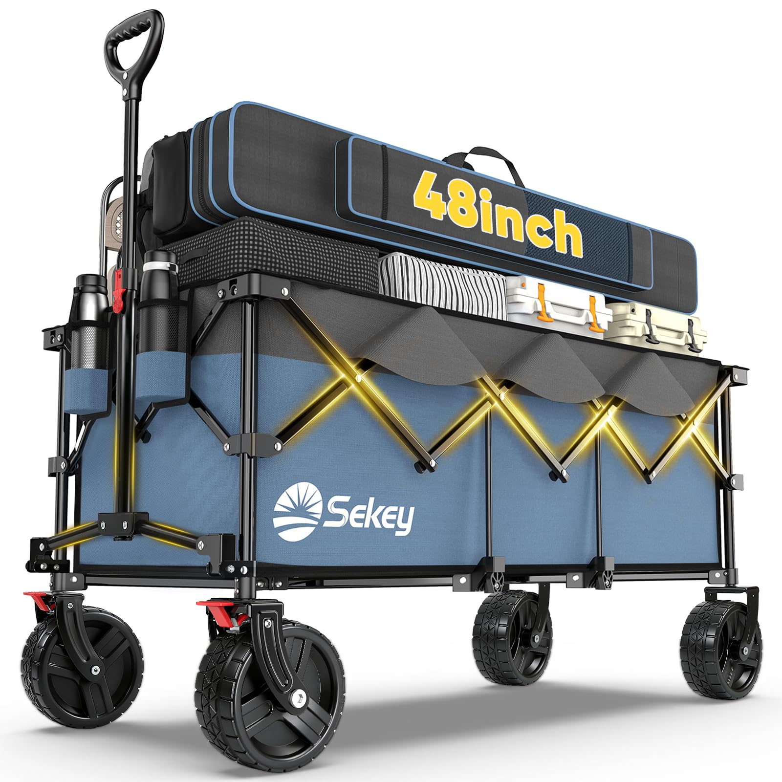 48''L Collapsible Foldable Extended Wagon with 660lbs Weight Capacity