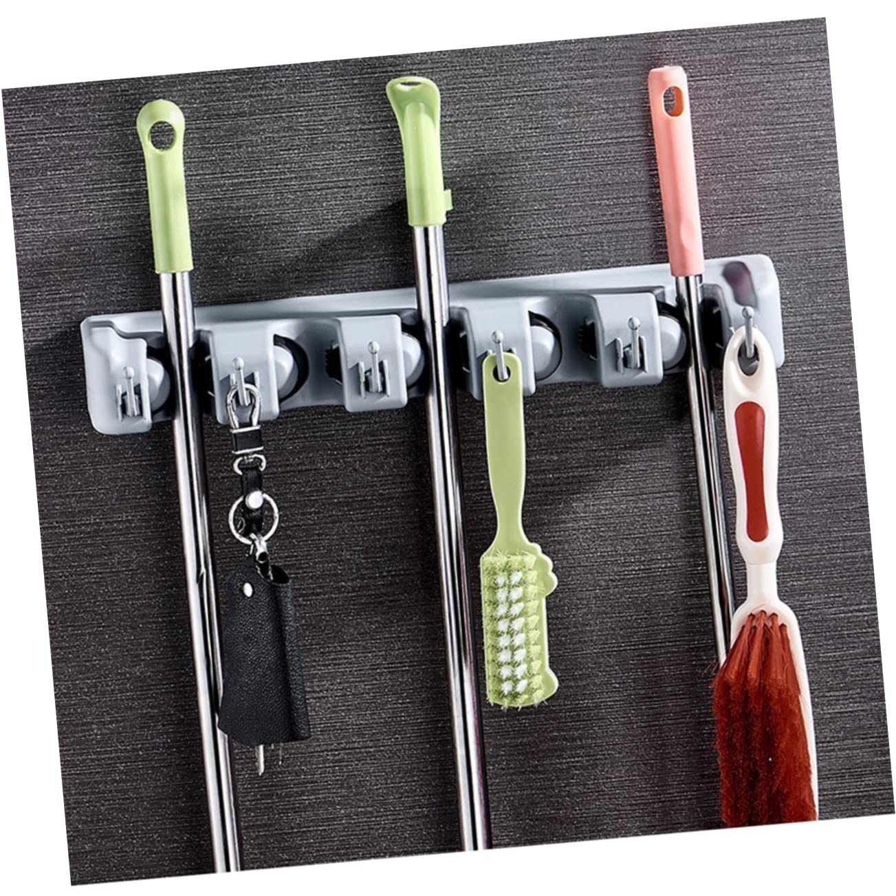 Multi Function Mop Holder Wall Mount Broom Hanger Clip Hook Organizer Kitchen Storage Rack Dust Mop Holder Home Kitchen Bathroom Organizer