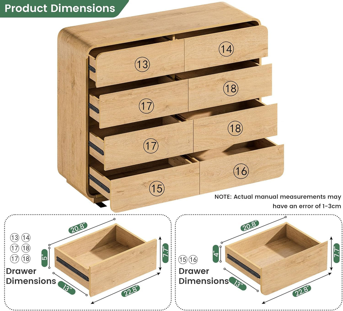 Natural Dresser with 8 Drawers