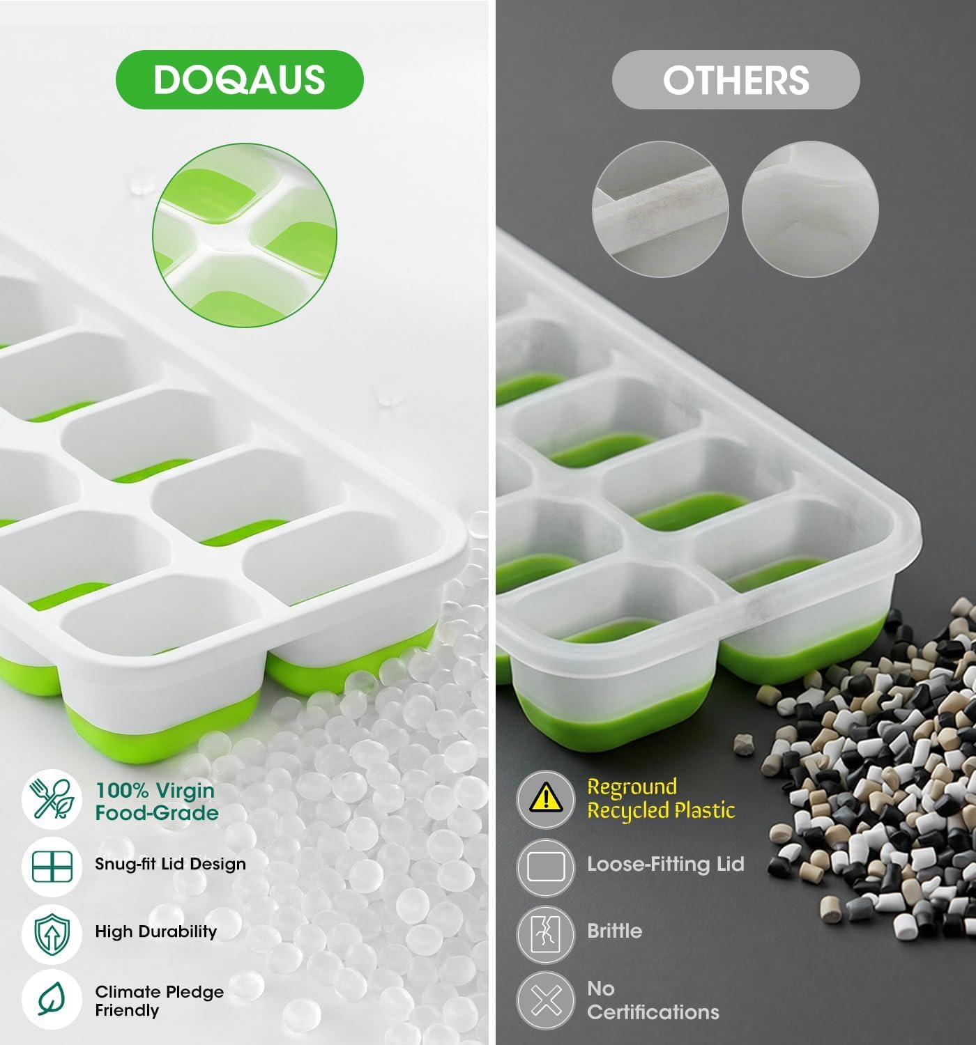 Ice Cube Tray with Lid and Bin (56 Count)