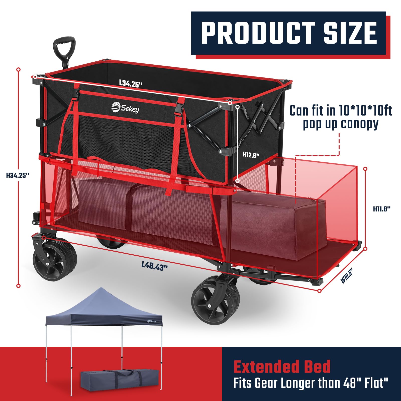500LBS Heavy Duty Double Decker Wagon with Extender