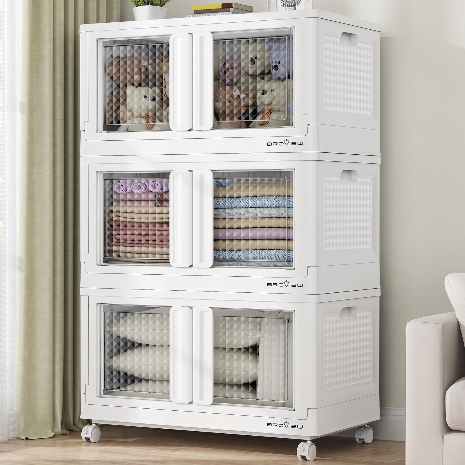 300 Qt Stackable Storage Bins with Lids & Doors (3 Count)