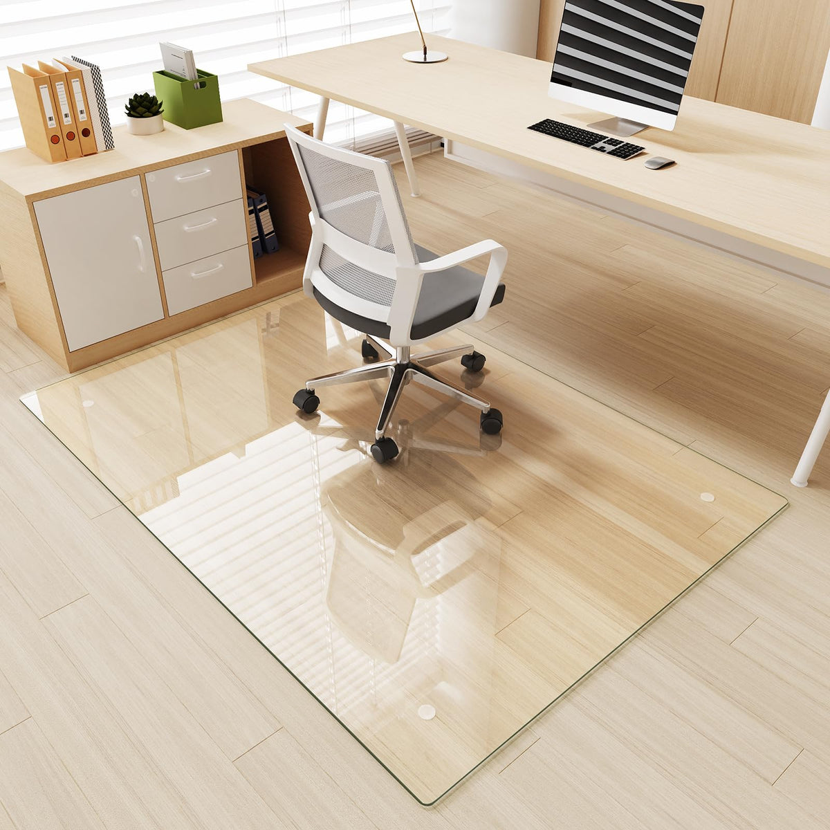 Tempered Glass] 42" x 60" Glass Office Chair Mat for Carpet