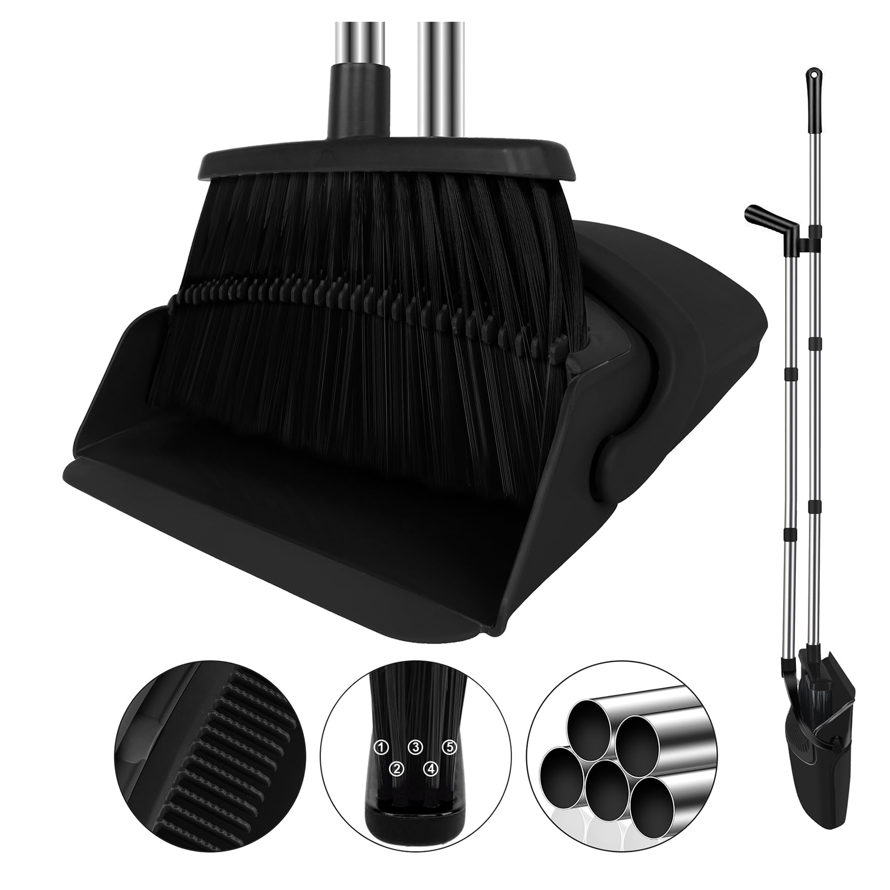 Black Broom and Dustpan Combo Set