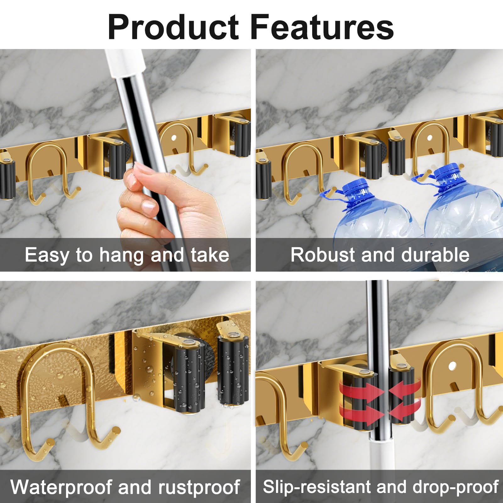 Mop Broom Holder Wall Mount (2 Count)