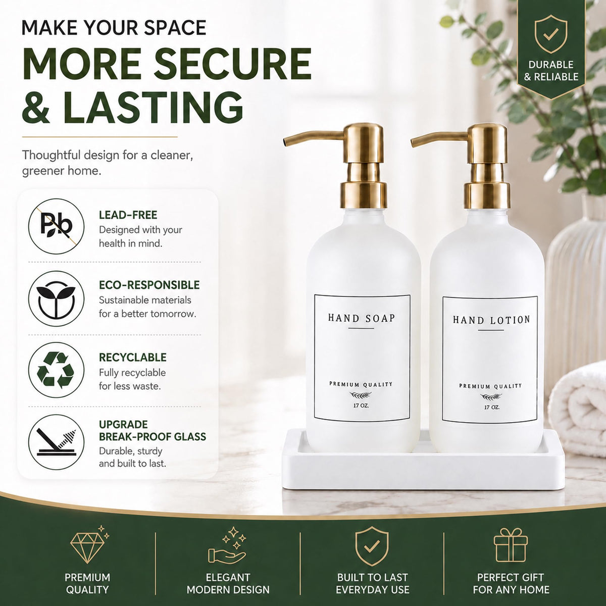 Thick Glass Soap Dispenser (2 Count)