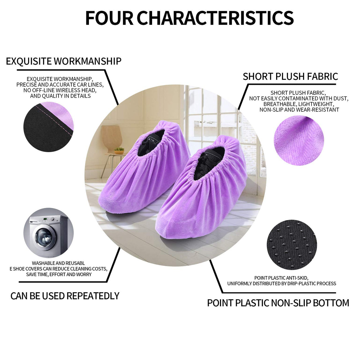 5 Pairs Reusable Non Slip Shoe Covers