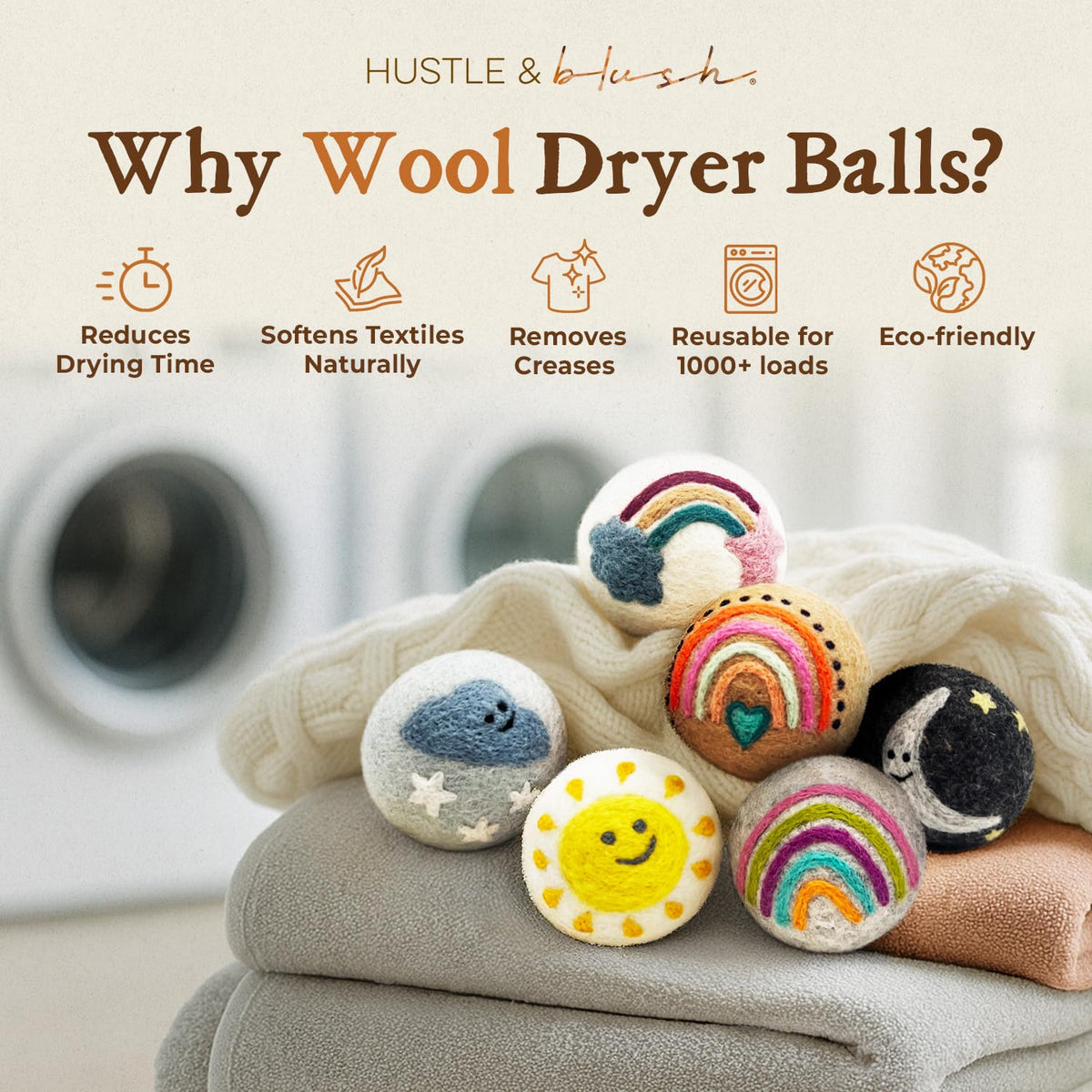 Fluff Ewes Wool Dryer Balls 6 Pack (6 Count)