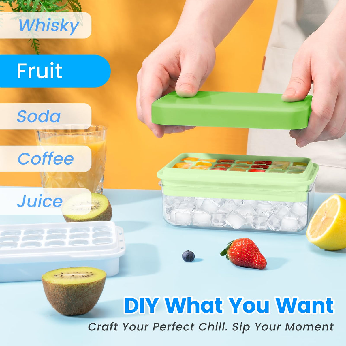 Ice Cube Tray with Lid and Bin