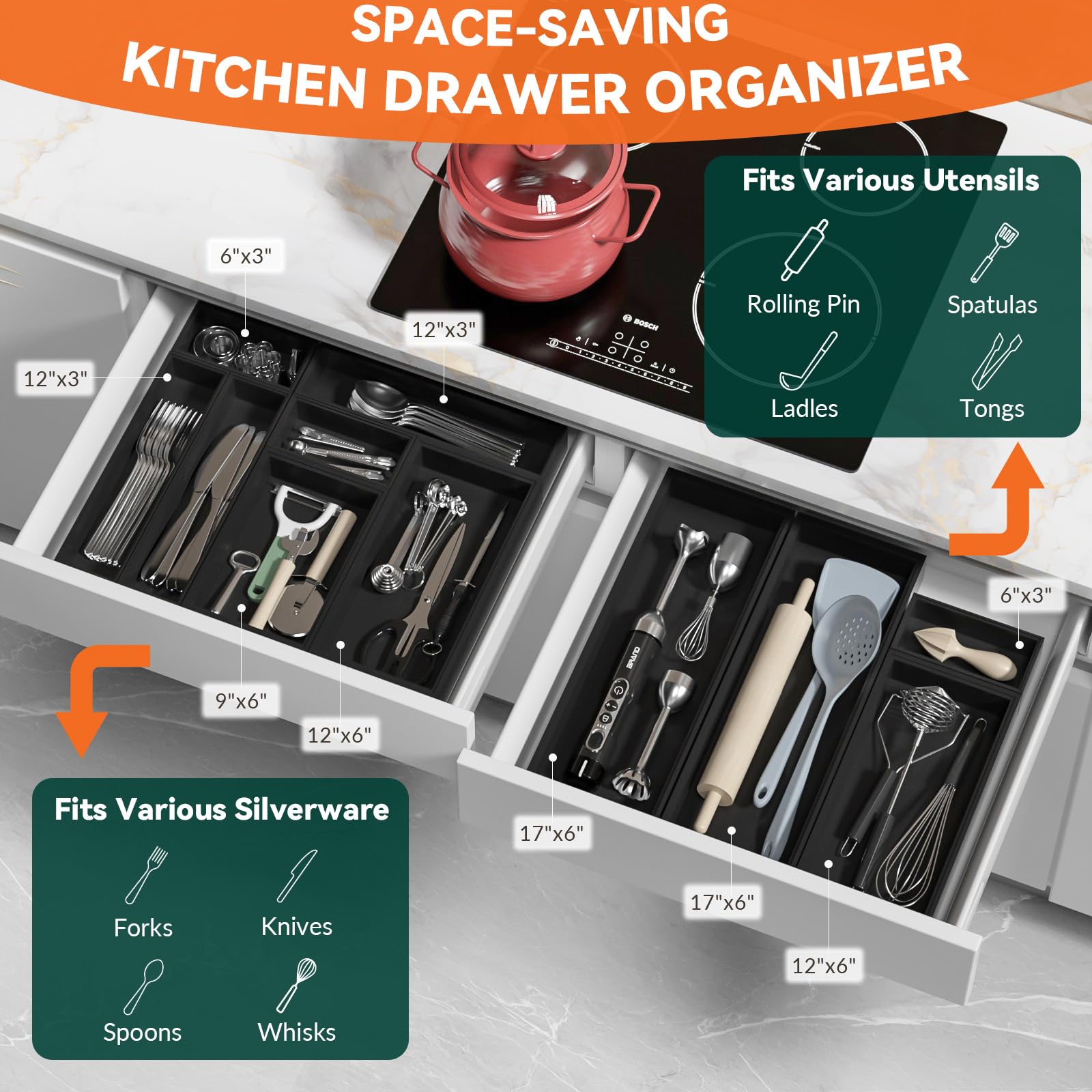Bamboo Drawer Organizer (2 Count)