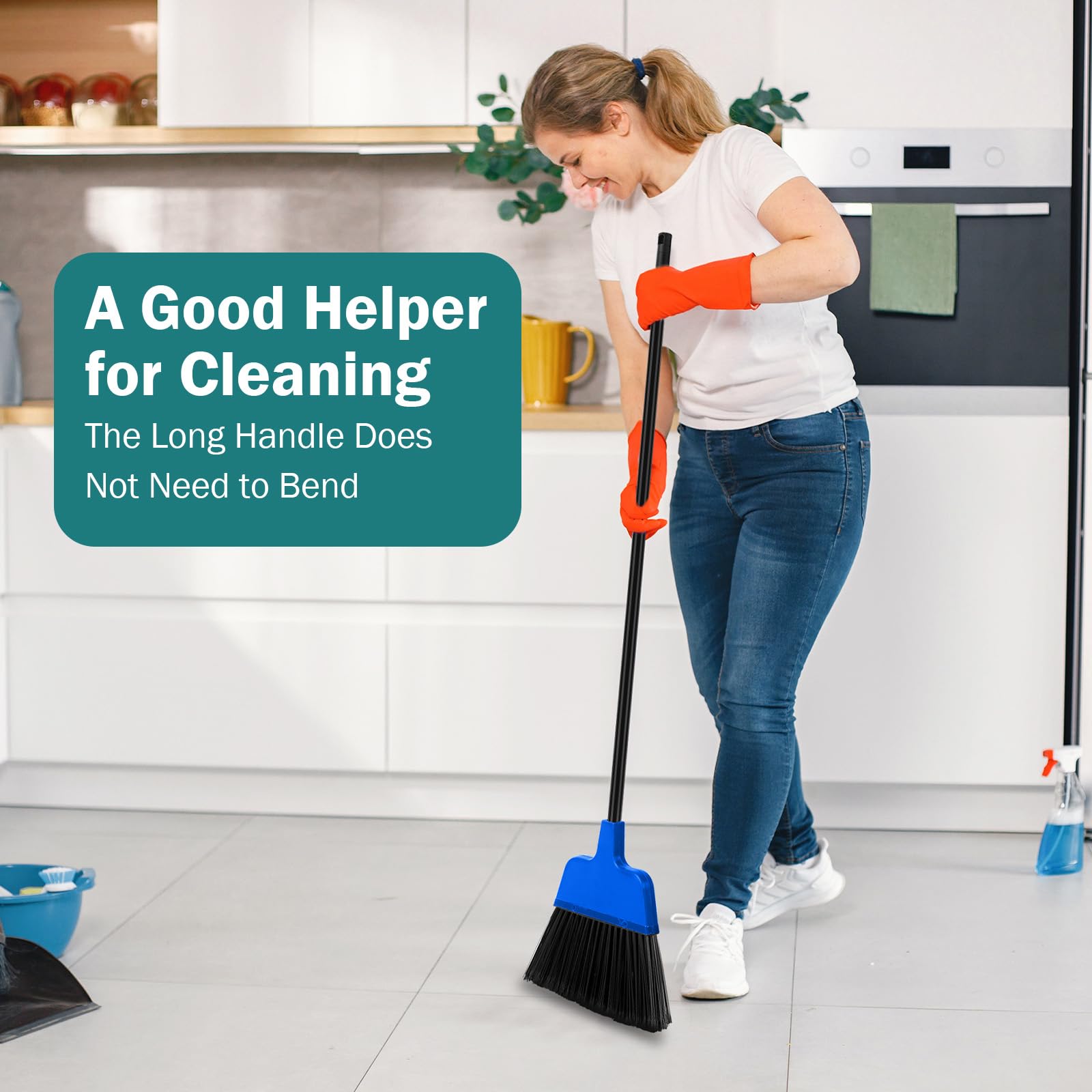 8 Pcs Outdoor Broom for Floor Cleaning 54 Inch Commercial Heavy Duty Broom Long Handle Kitchen Household Angle Brooms for Sweeper Sweeping Indoor Dust Hair Cleaner Corn Shop