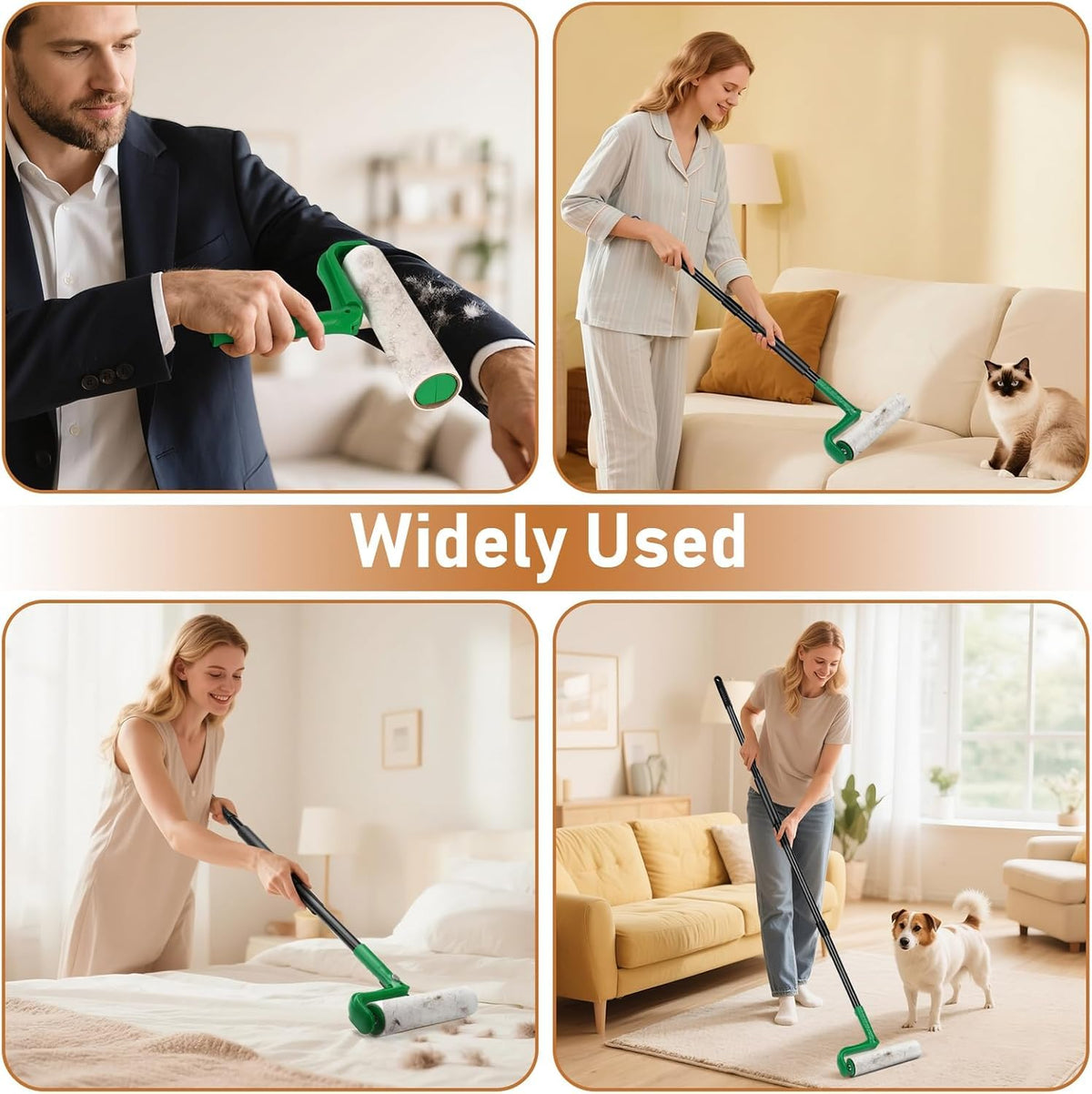 10" Large Lint Roller for Pet Hair (100 Count)