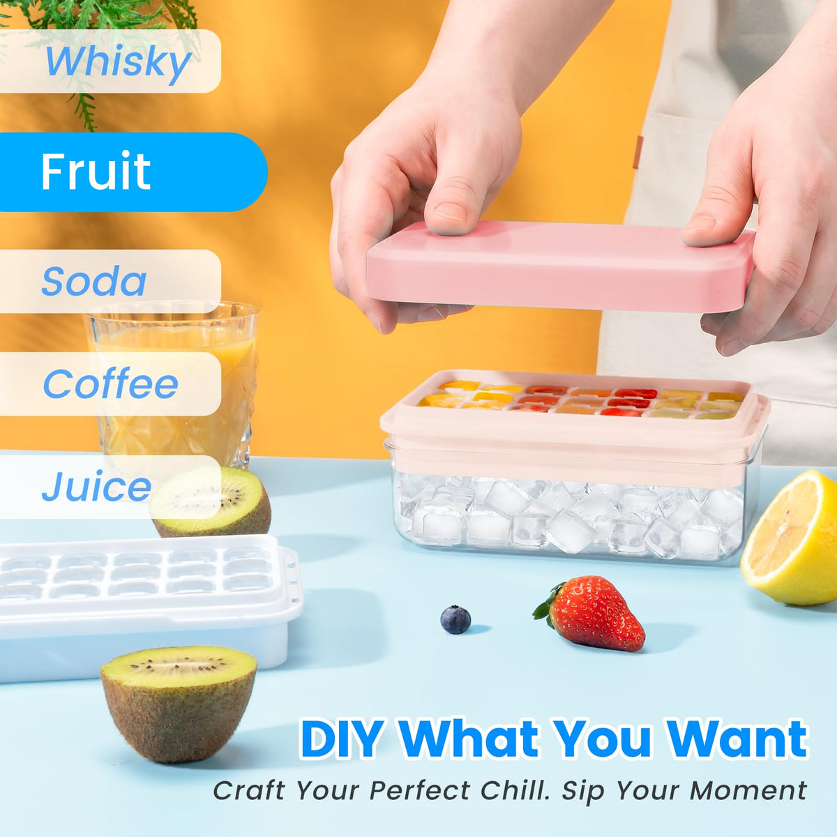 Ice Cube Tray with Lid and Bin