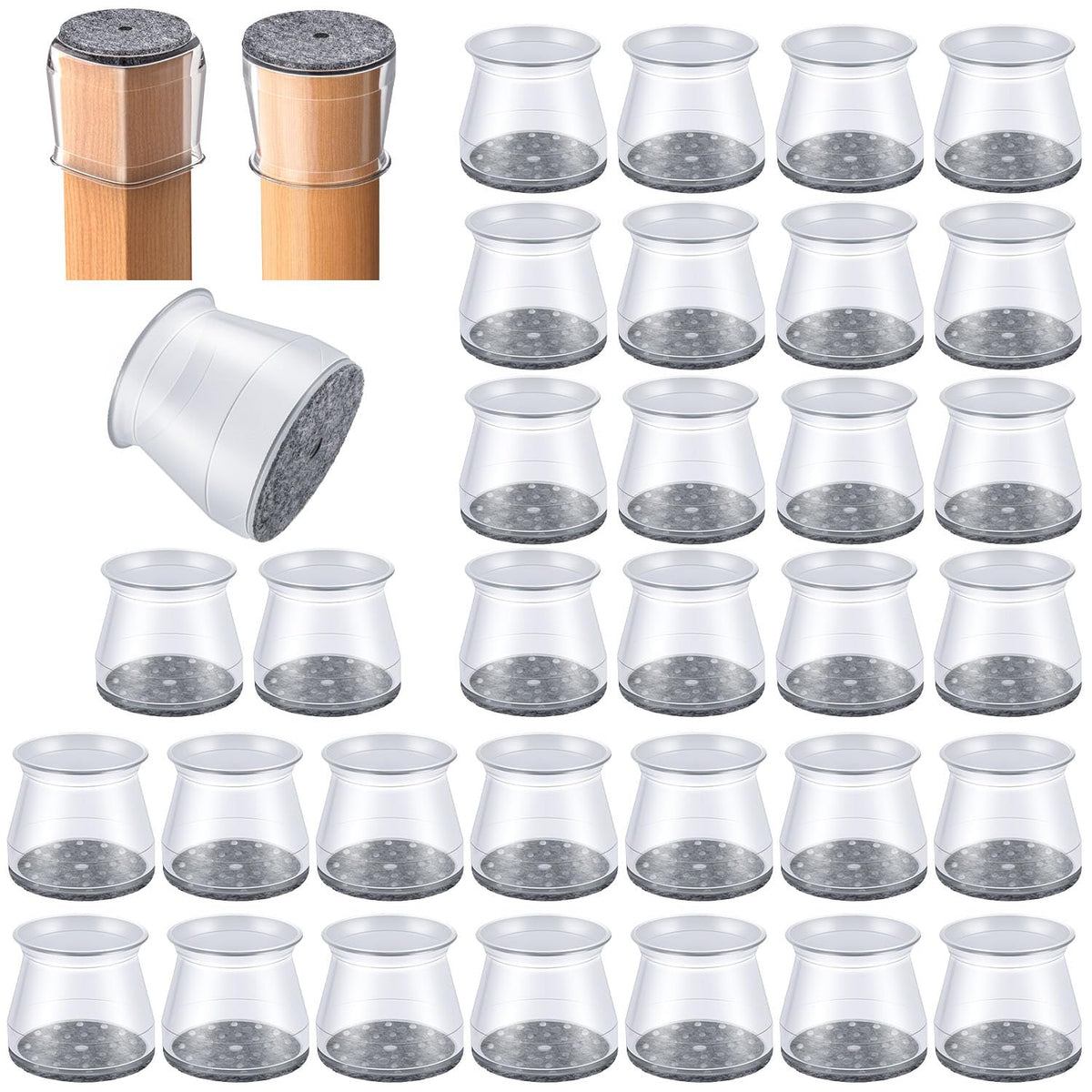 OASUM 32 Pcs Chair Leg Floor Protectors for Hardwood Floors Silicone Large (32 Count)