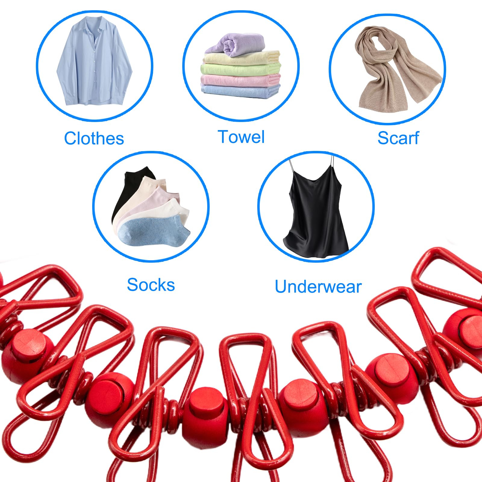 2 Pack Camping Clothesline Portable 12 Clothespins (2 Count)