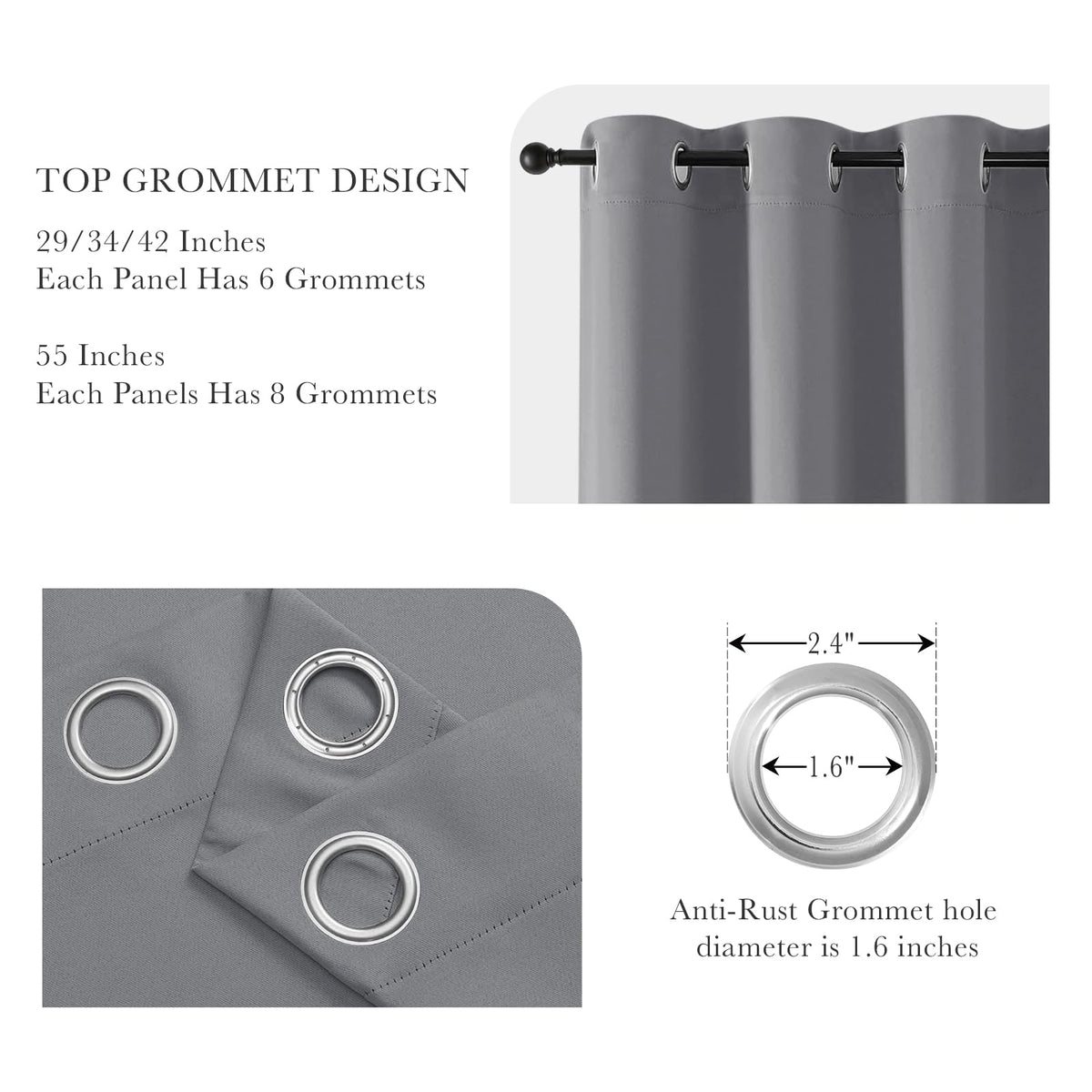 Sliver Grey Blackout Curtains 42x60 Inches for Bedroom (2 Count)