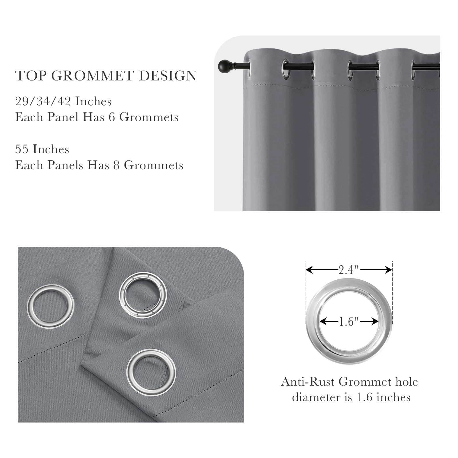Sliver Grey Blackout Curtains (2 Count)