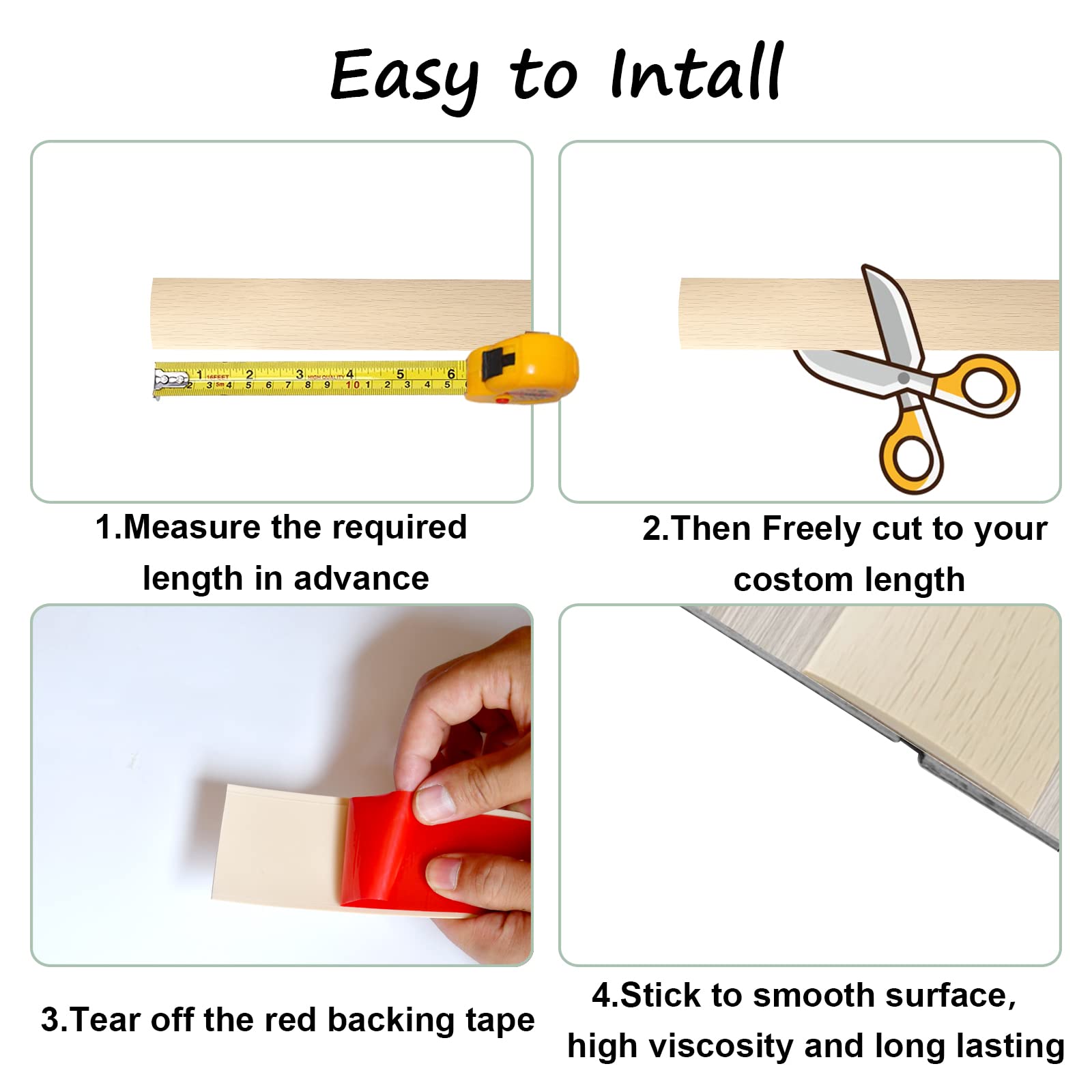 Floor Door Flat Transition Strip & Self Adhesive Floor Vinyl Floor Edge Trim Laminate Floor Gap Covering Joining Strip (118 Foot)