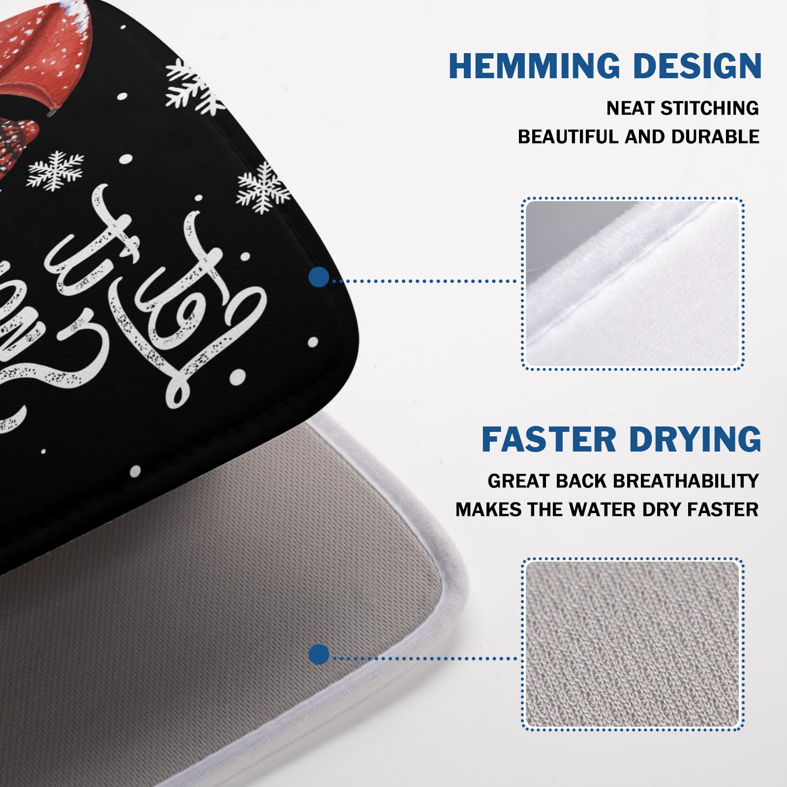 Black Snowman Dish Drying Mats for Kitchen Counter