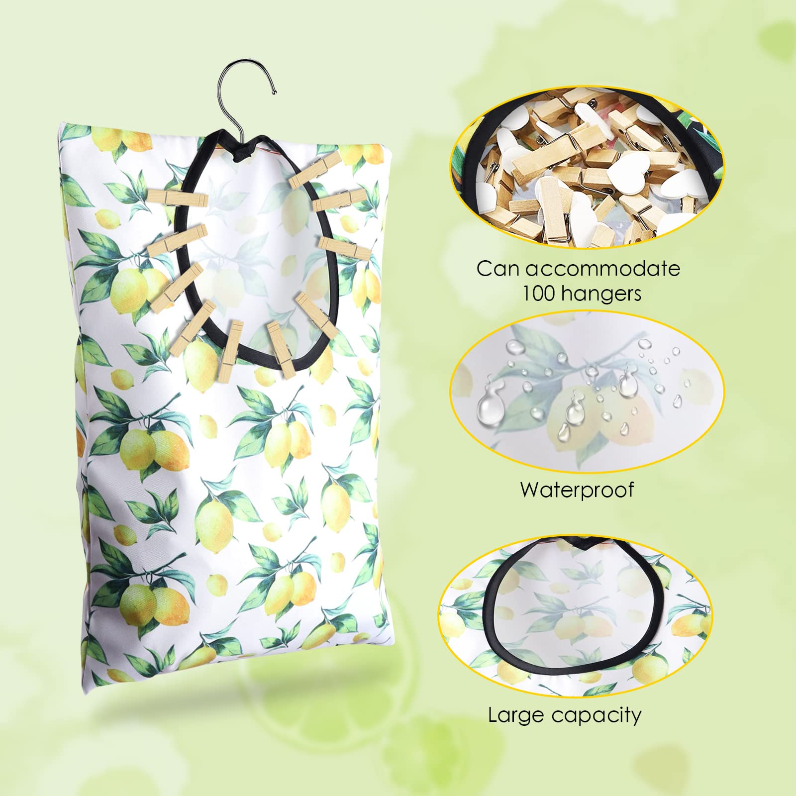 2 Pcs Lemon Clothespin Bag With Hanging Hook (2 Count)