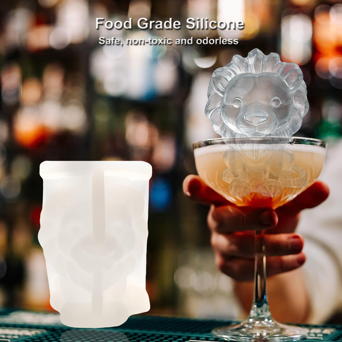 3D Lion Ice Cube Silicone Molds Tray for Whiskey (2 Count)