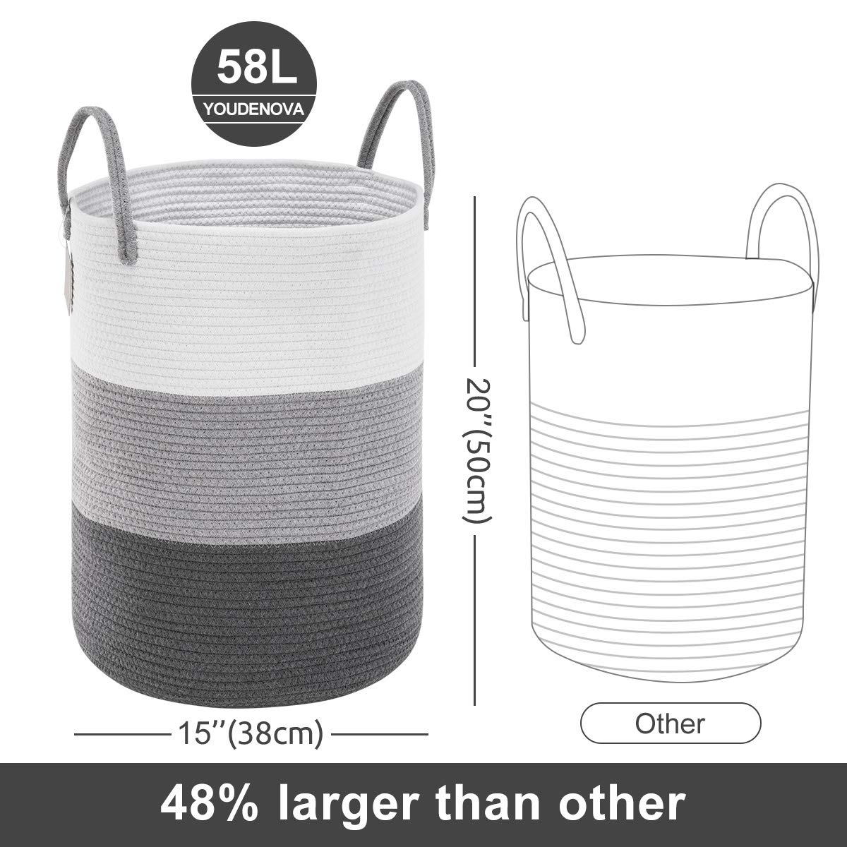 Cotton Rope Laundry Hamper Basket (1961.2133 Fl Oz) - ModHome Supplies
