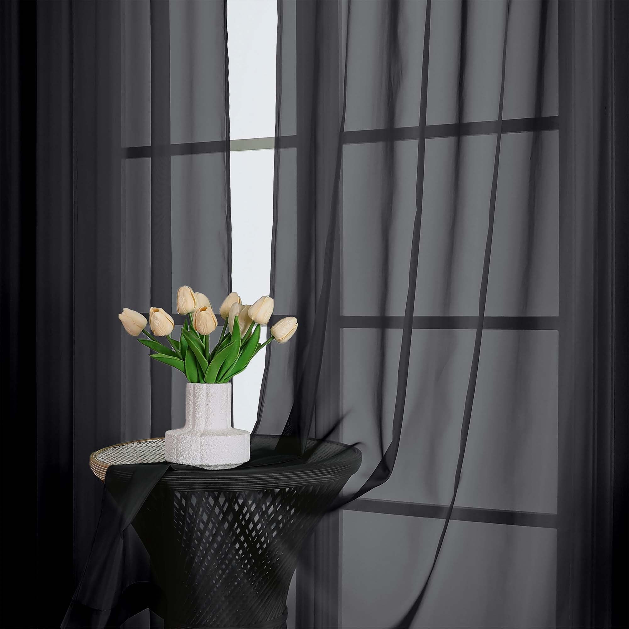 Black Sheer Valances for Windows (2 Count)